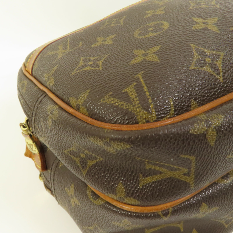 LOUIS VUITTON Monogram Reporter PM金扣肩背袋棕色-12