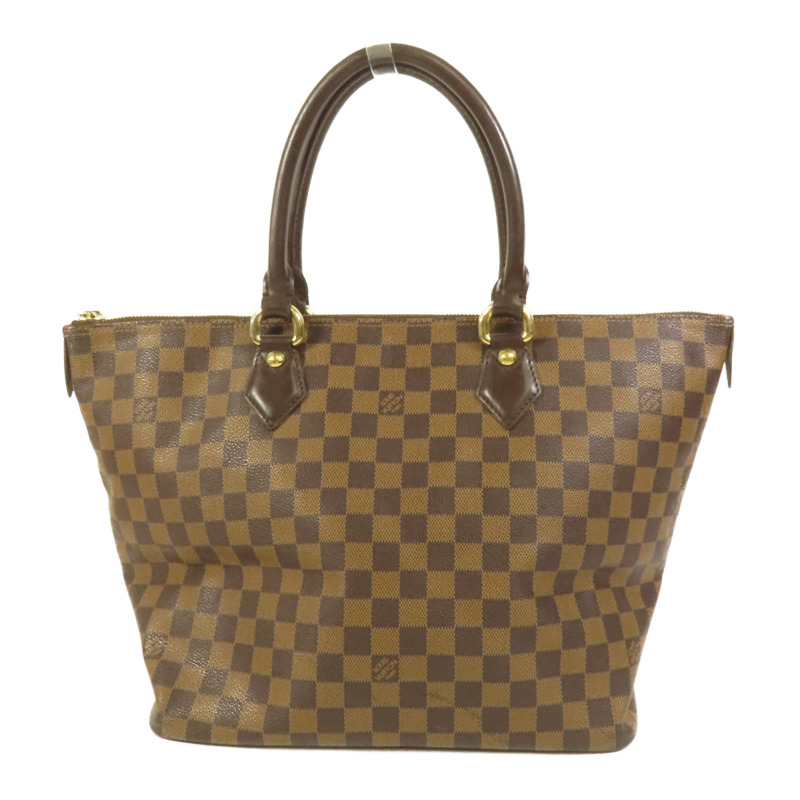 LOUIS VUITTON Damier Saleya MM金扣手挽袋棕色-1