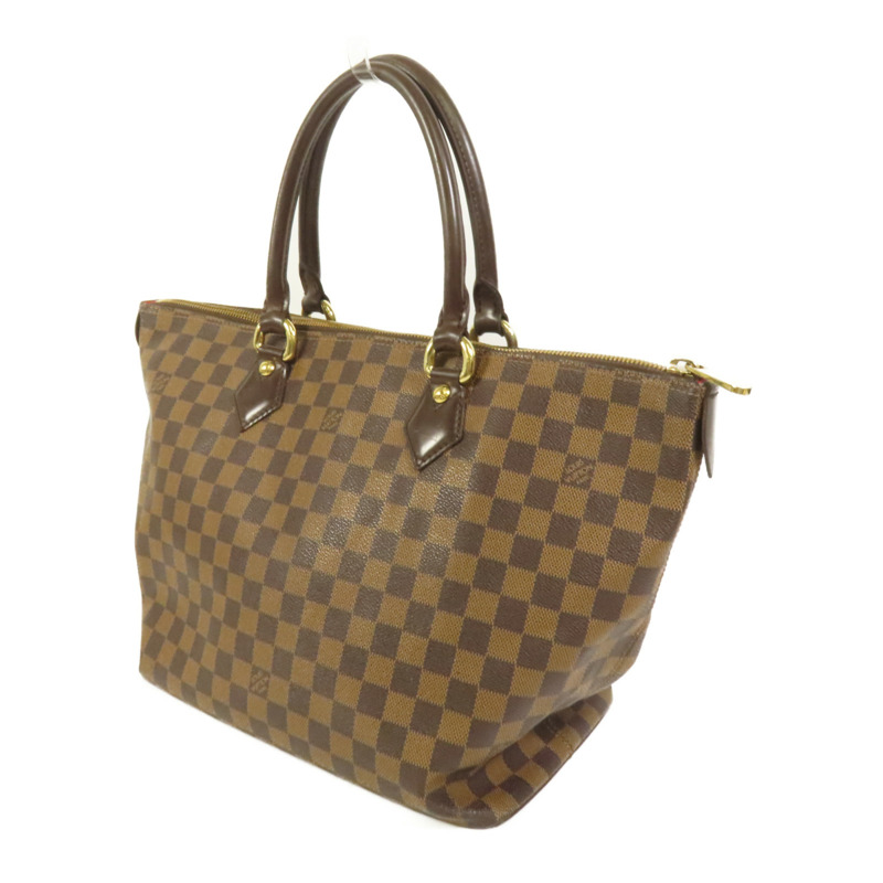 LOUIS VUITTON Damier Saleya MM金扣手挽袋棕色-2