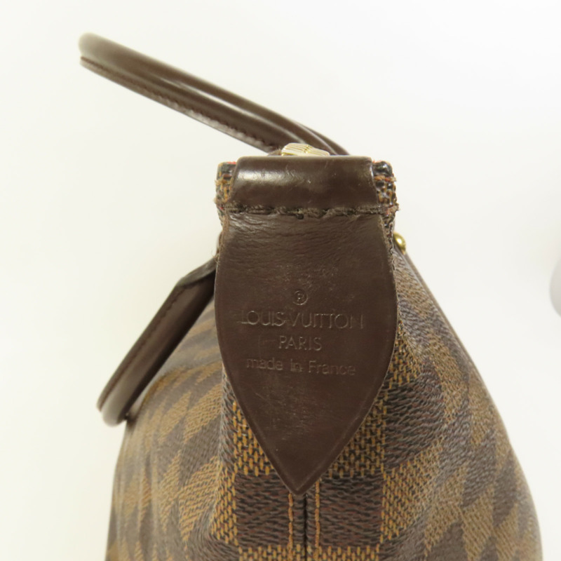 LOUIS VUITTON Damier Saleya MM金扣手挽袋棕色-7