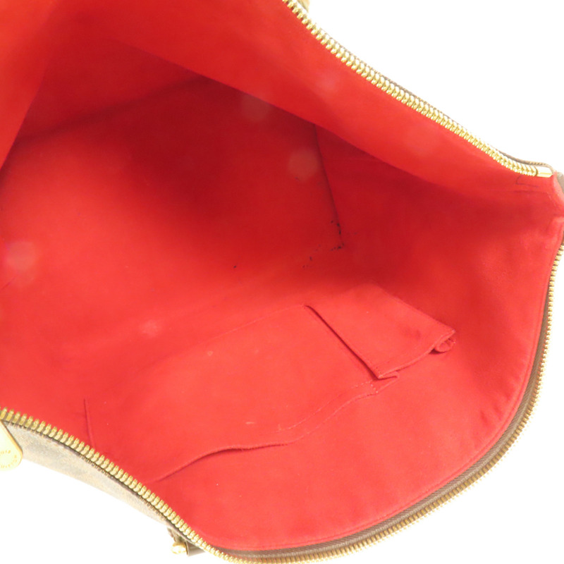 LOUIS VUITTON Damier Saleya MM金扣手挽袋棕色-8