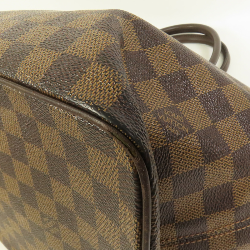 LOUIS VUITTON Damier Saleya MM金扣手挽袋棕色-12