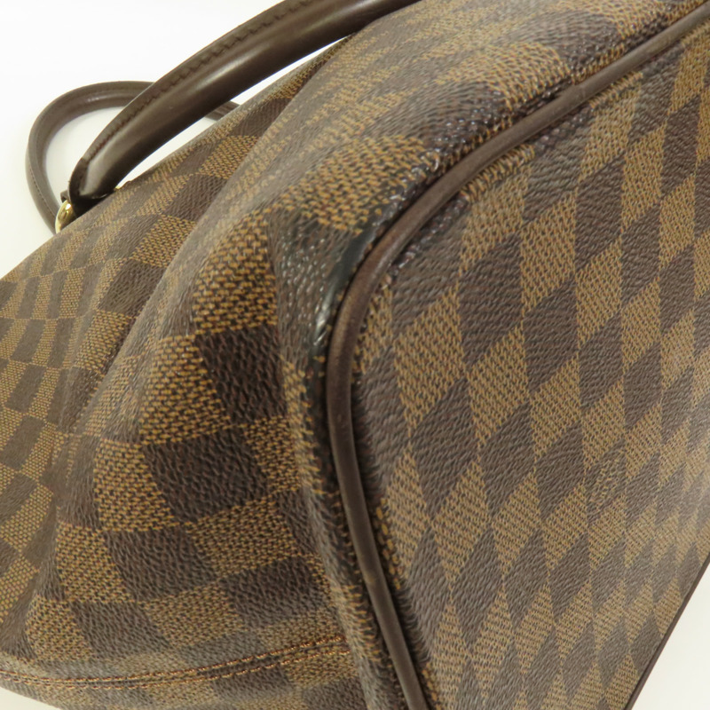LOUIS VUITTON Damier Saleya MM金扣手挽袋棕色-13