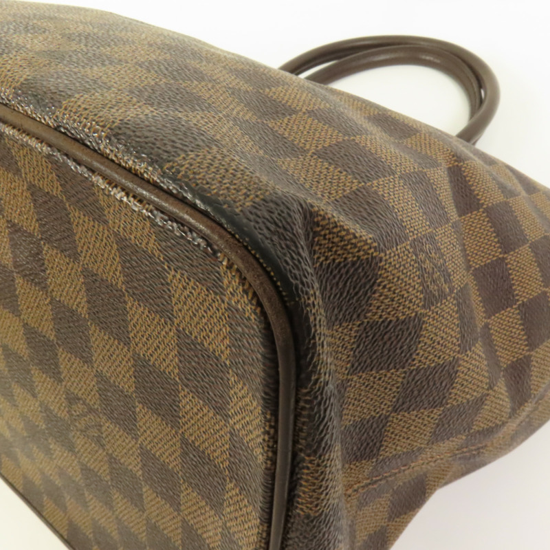 LOUIS VUITTON Damier Saleya MM金扣手挽袋棕色-14