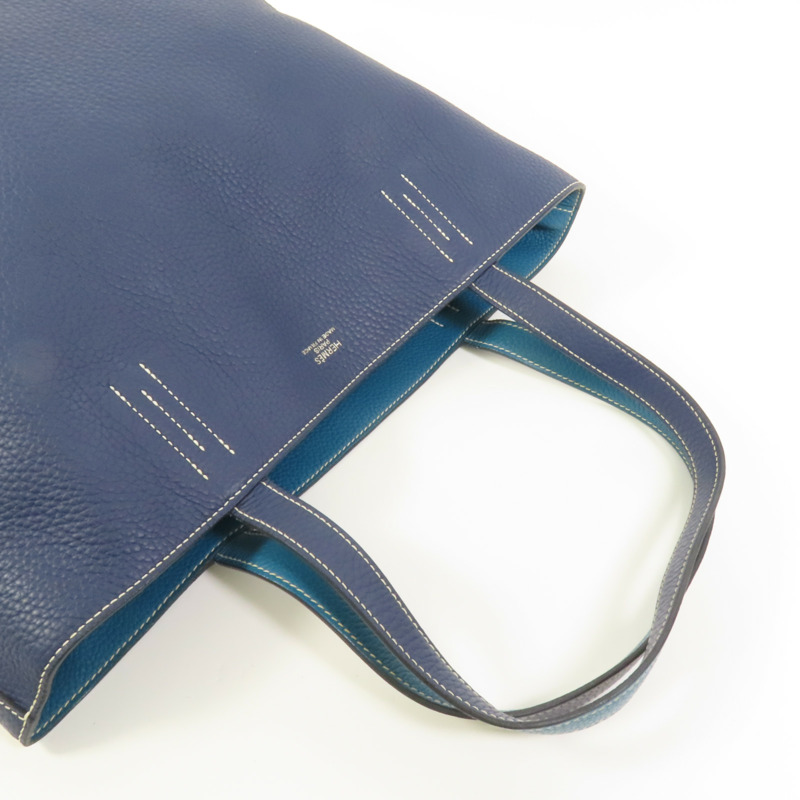 HERMES Clemence皮革Double Sens肩背袋Bleu Nuit-4