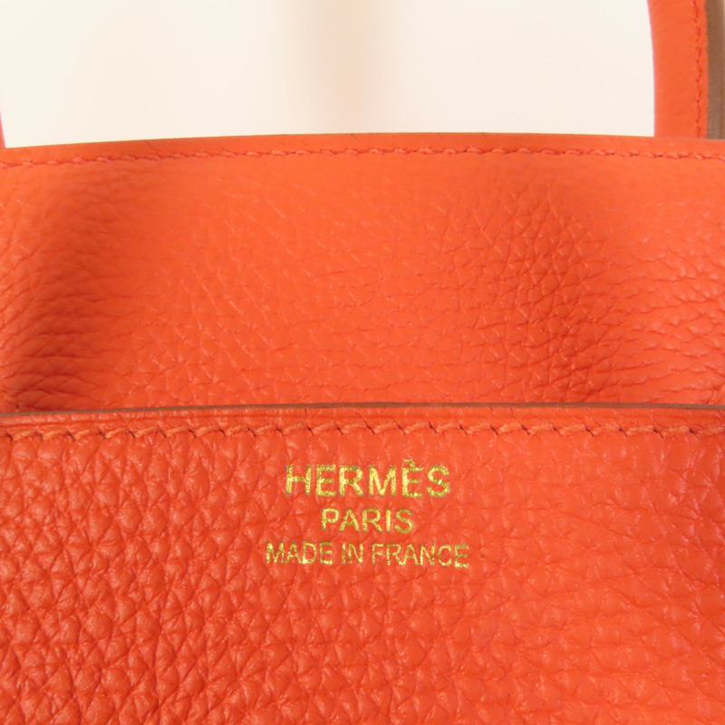 HERMES Togo皮革Birkin 35金扣手挽袋Capucine-7