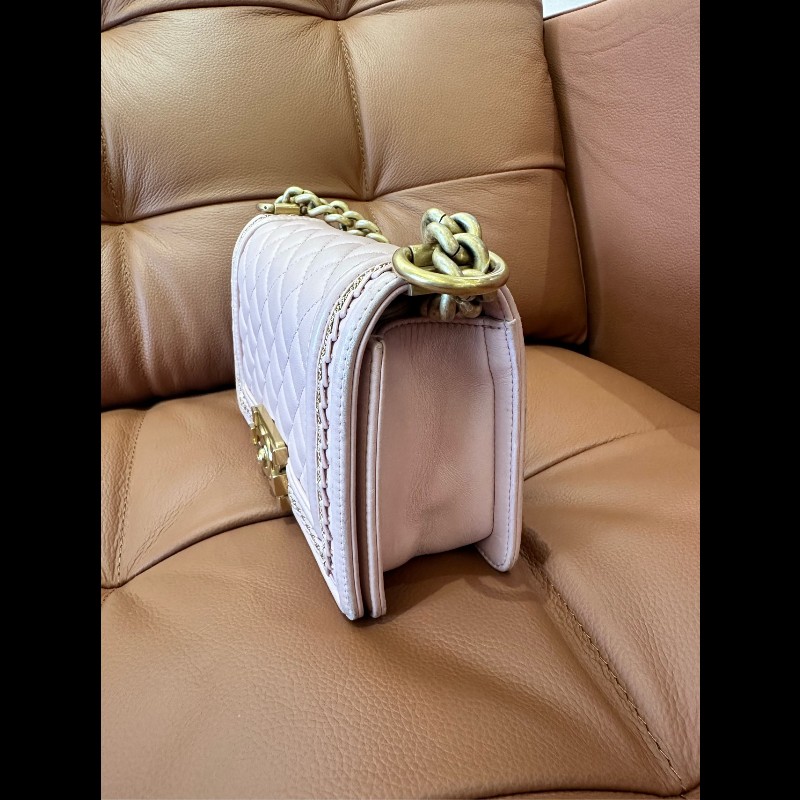 CHANEL 粉色羊皮宮廷款 中號25cm 肩背包-1