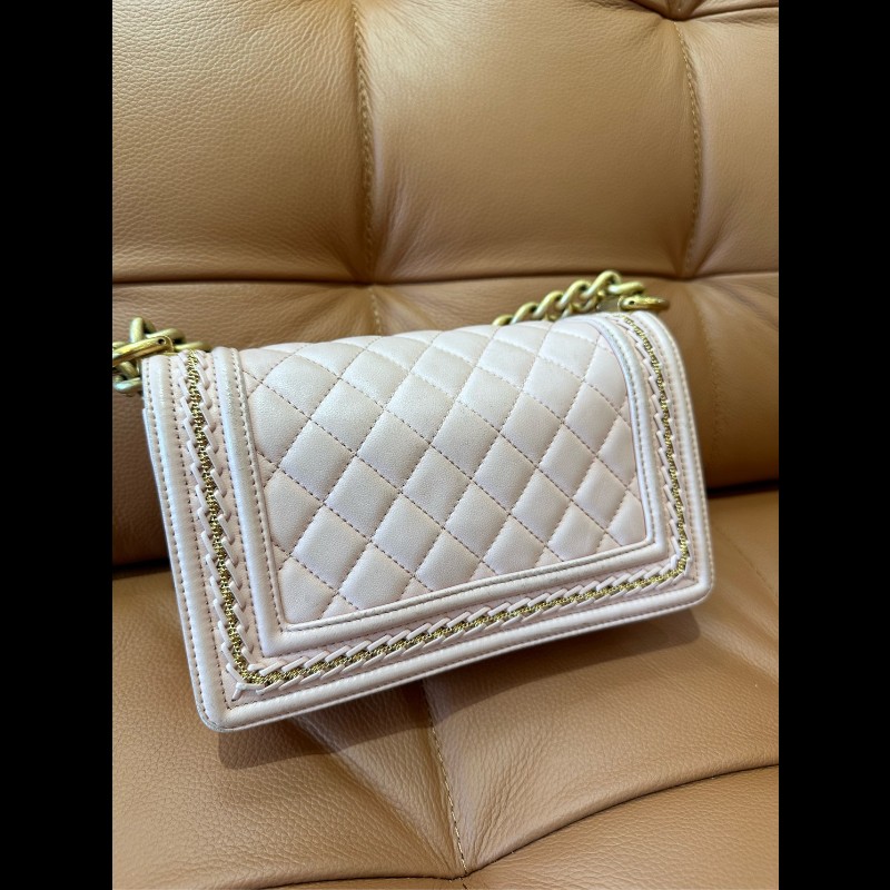 CHANEL 粉色羊皮宮廷款 中號25cm 肩背包-2