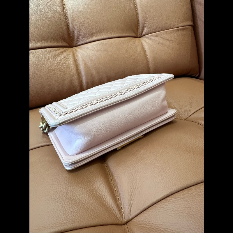 CHANEL 粉色羊皮宮廷款 中號25cm 肩背包-3