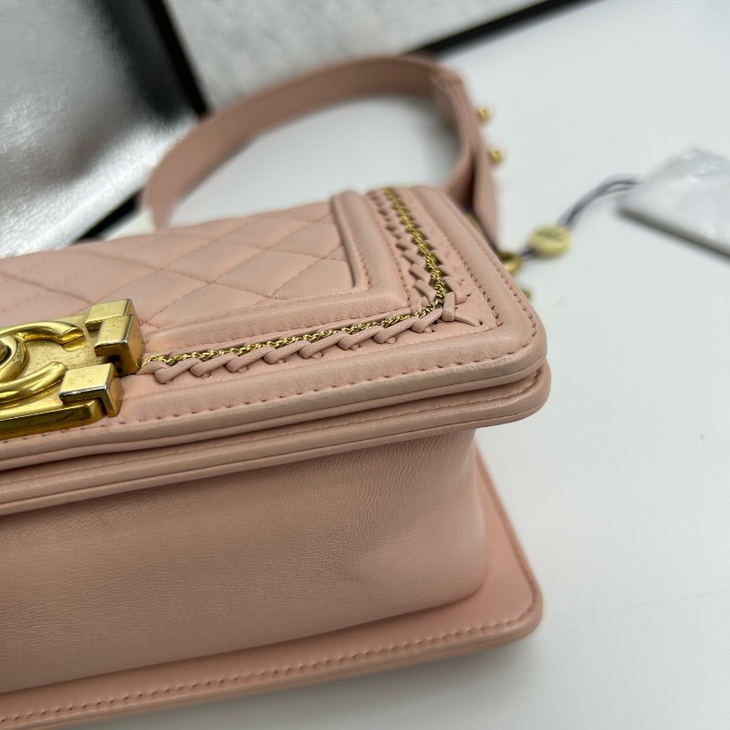 CHANEL 粉色羊皮宮廷款 中號25cm 肩背包-5