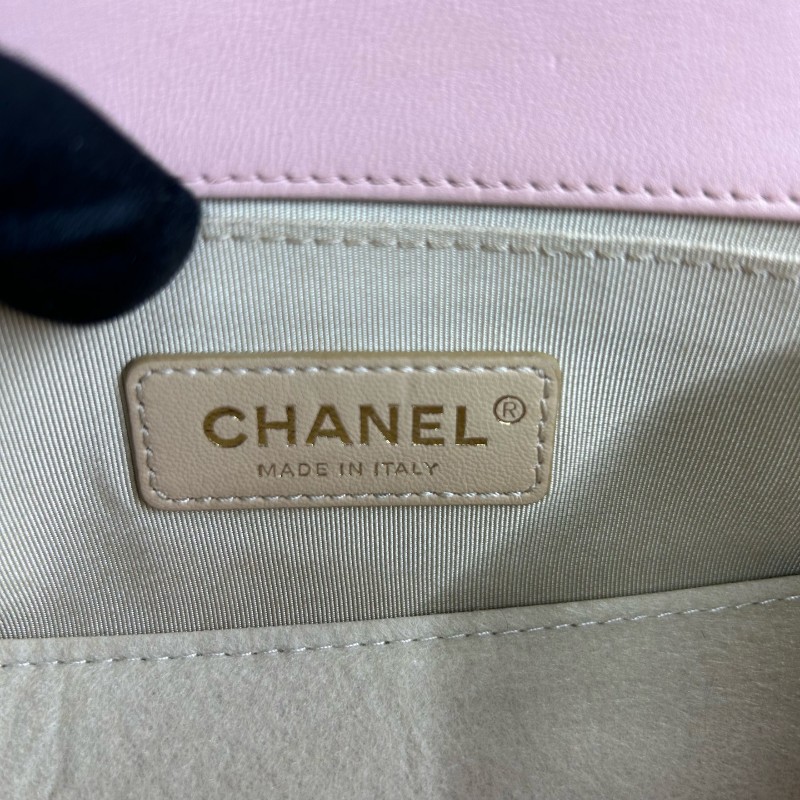 CHANEL 粉色羊皮宮廷款 中號25cm 肩背包-6