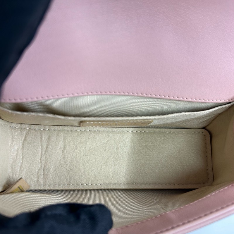 CHANEL 粉色羊皮宮廷款 中號25cm 肩背包-7