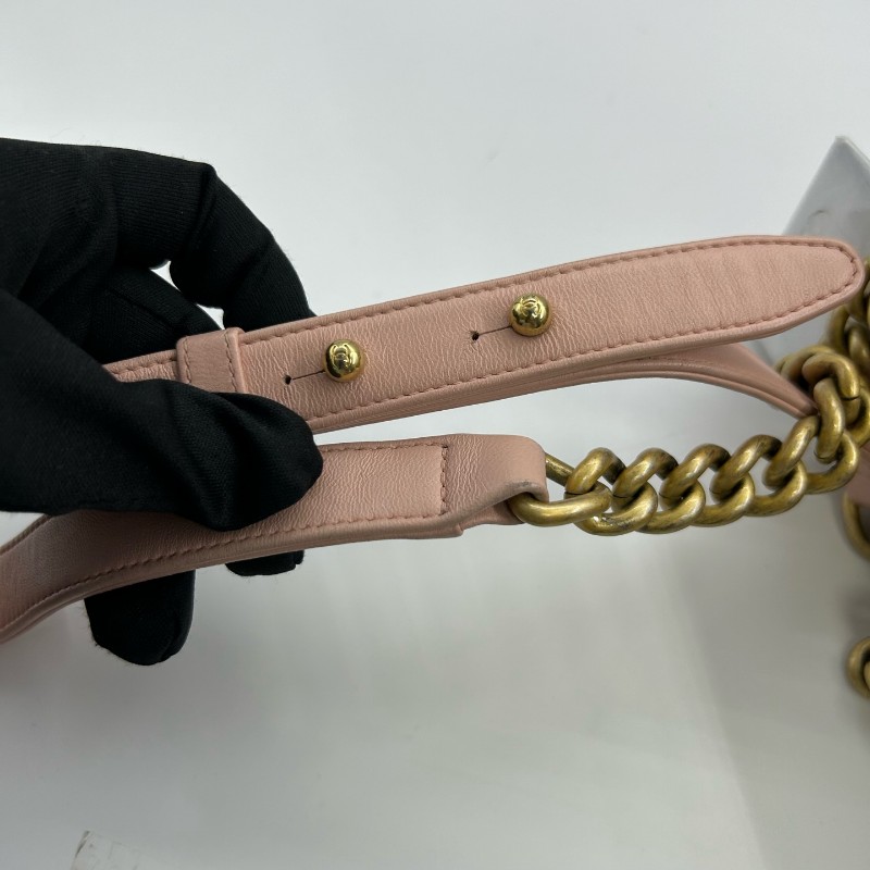 CHANEL 粉色羊皮宮廷款 中號25cm 肩背包-8