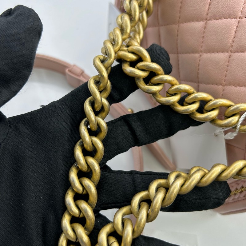 CHANEL 粉色羊皮宮廷款 中號25cm 肩背包-9