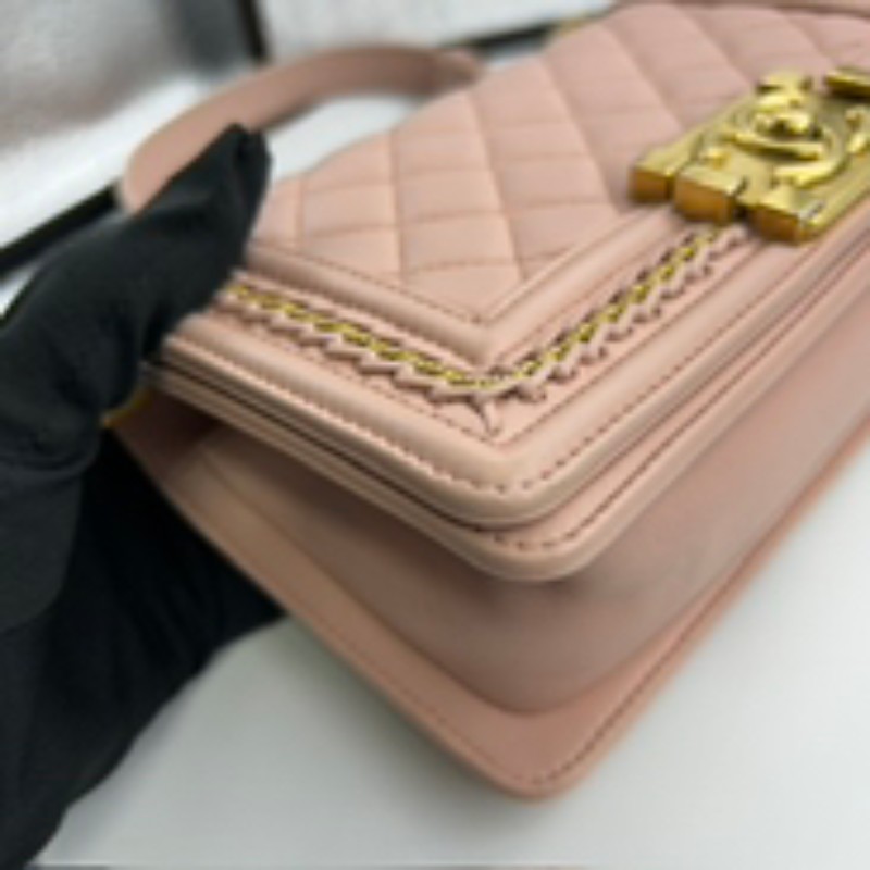 CHANEL 粉色羊皮宮廷款 中號25cm 肩背包-18