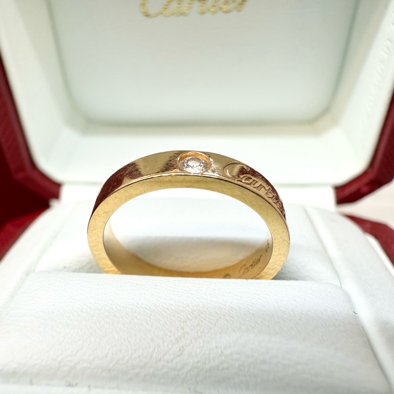 Cartier玫瑰金AU750 C de系列0.03克拉鑽戒指B4086400-1