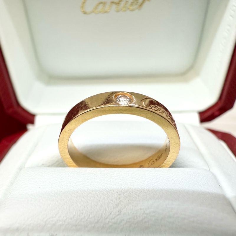 Cartier玫瑰金AU750 C de系列0.03克拉鑽戒指B4086400-2