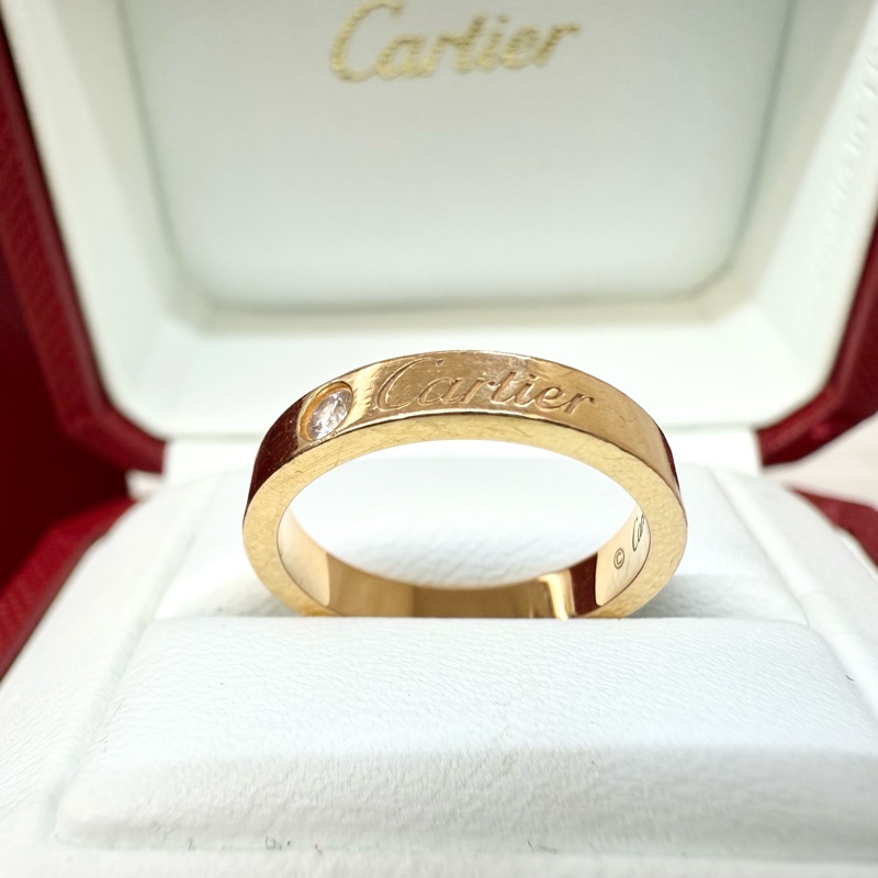 Cartier玫瑰金AU750 C de系列0.03克拉鑽戒指B4086400-3