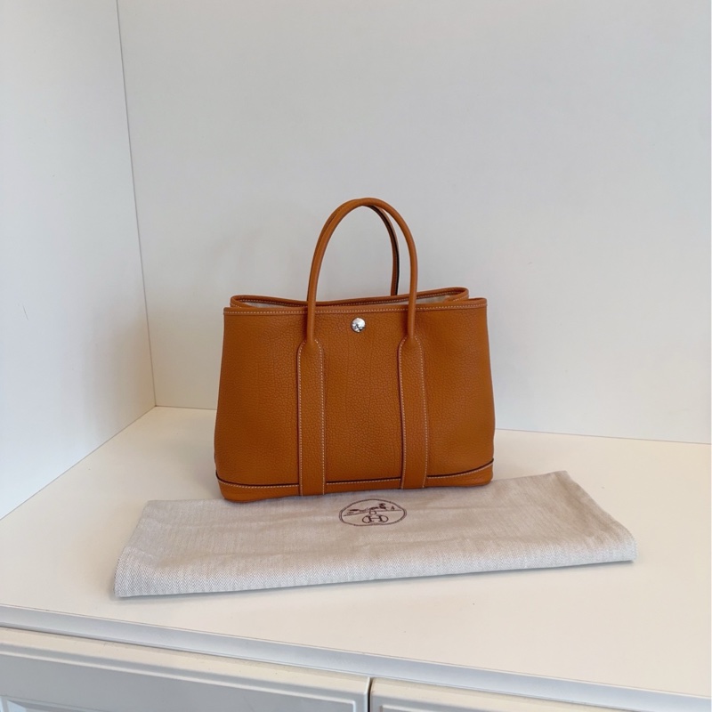 【閒置🆕】Hermes  Garden GP30 花園包 金棕銀扣全皮 togo A刻 手提包-3