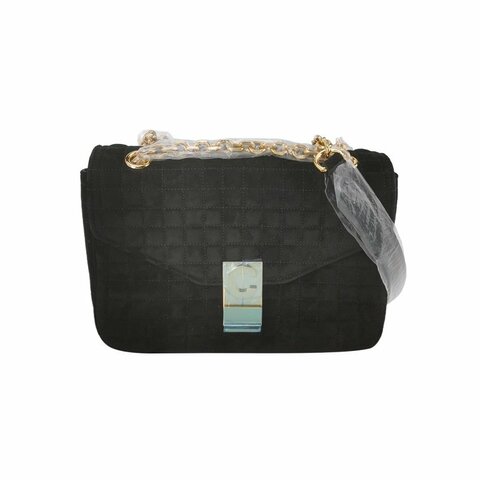 Celine CBag中號翻毛皮純色絎縫金屬扣斜挎包單肩包