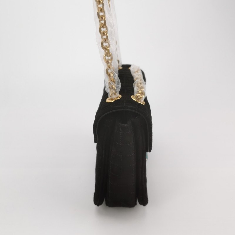 Celine CBag中號翻毛皮純色絎縫金屬扣斜挎包單肩包-3