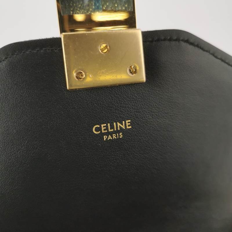 Celine CBag中號翻毛皮純色絎縫金屬扣斜挎包單肩包-7