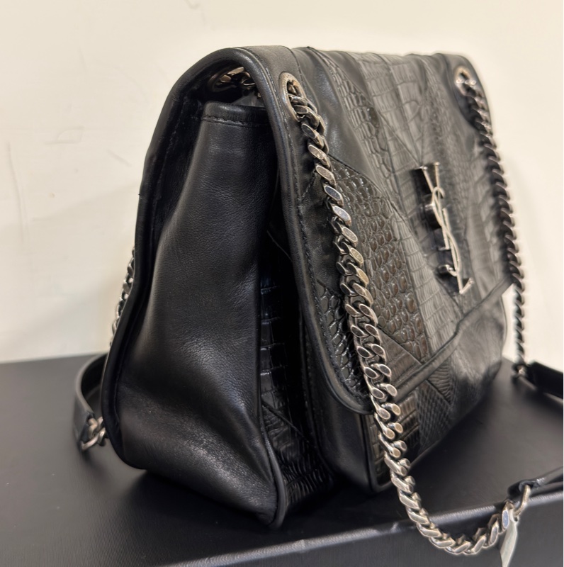 #全台唯一蛇皮拼牛皮 #櫃上15萬 Ysl黑銀Niki 中號 #賠💰割愛-3