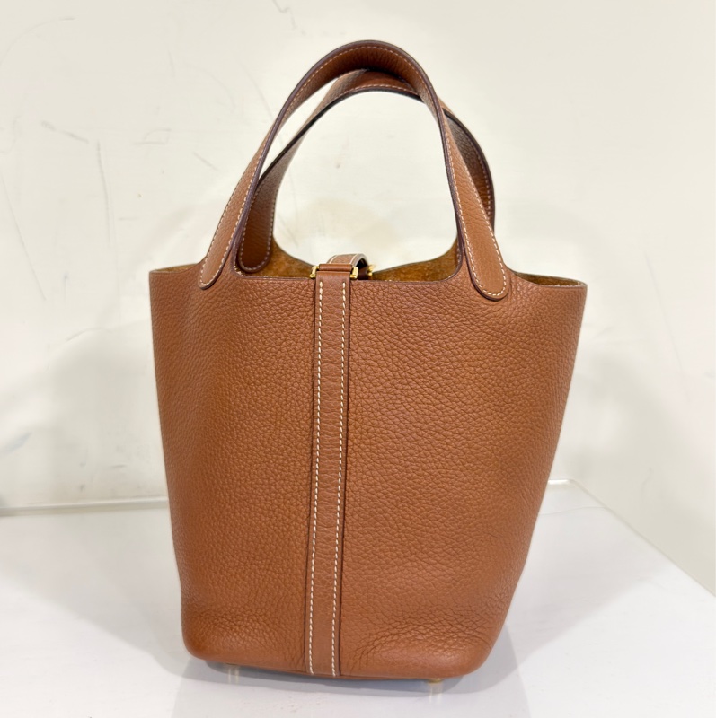 #閒置帶膜 #配件齊全🈶購證 愛馬仕菜籃子金棕金picotin18-5