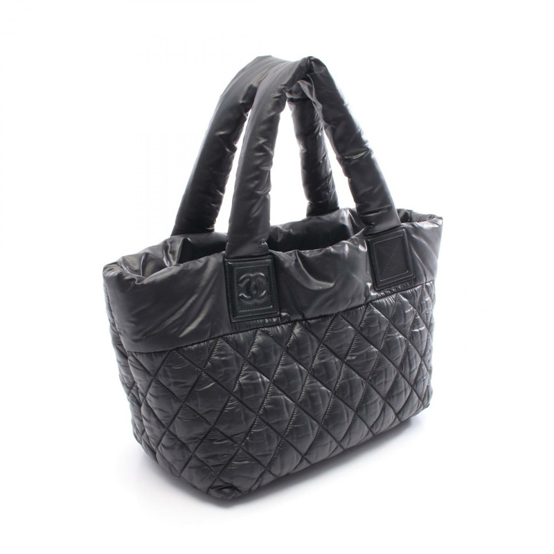 香奈兒 Coco Cocoon 小號手提包，尼龍皮革，黑色波爾多紅色配色，二手 CC-1