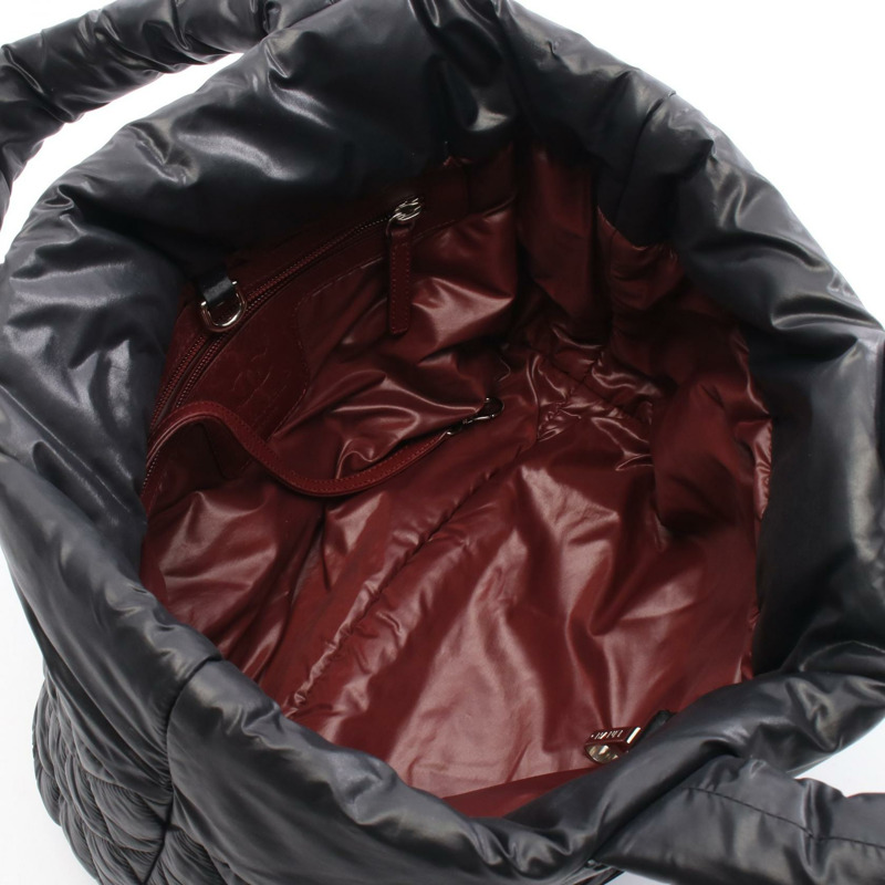 香奈兒 Coco Cocoon 小號手提包，尼龍皮革，黑色波爾多紅色配色，二手 CC-2