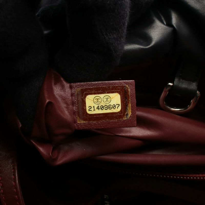 香奈兒 Coco Cocoon 小號手提包，尼龍皮革，黑色波爾多紅色配色，二手 CC-4