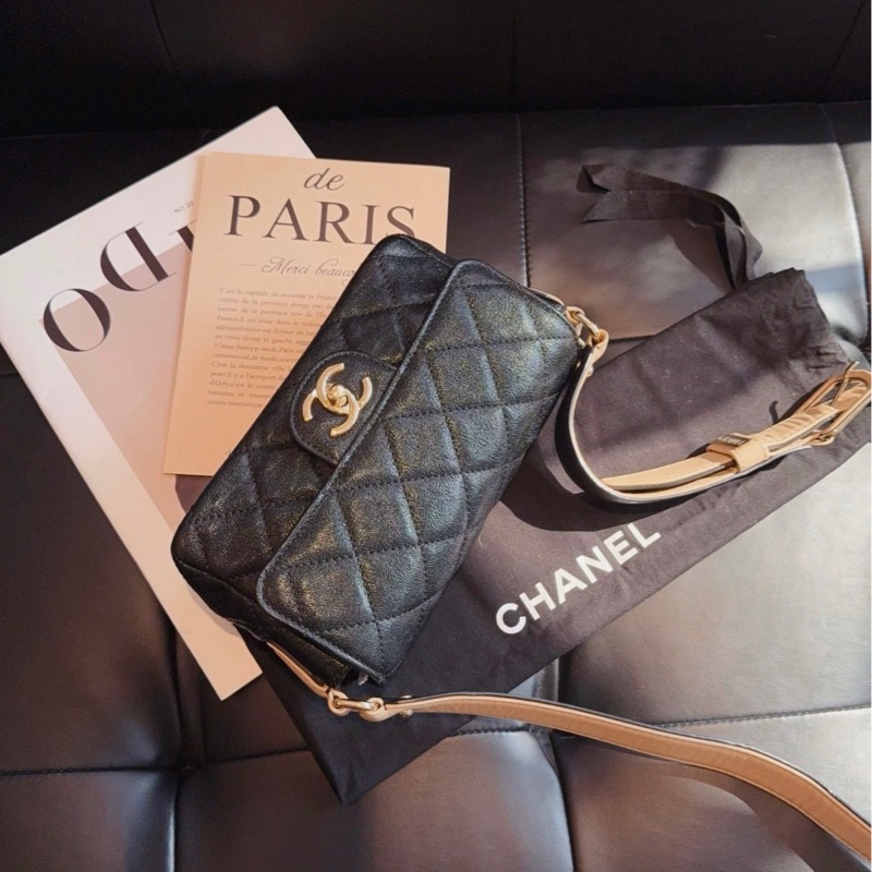 【99新🆕】Chanel 黑金荔枝皮CF大mini 日常最好用 斜挎包-3