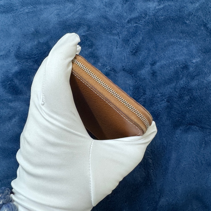 HERMES Silk'in 絲巾拉鍊短夾 - 金棕 /自由之城-4