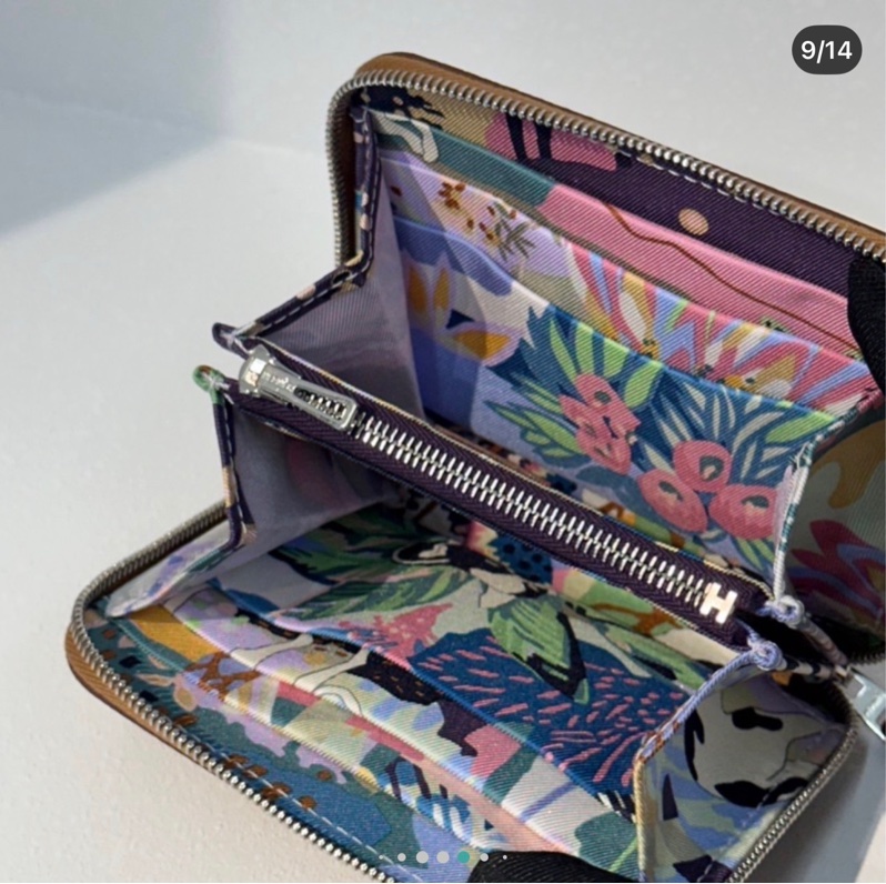 HERMES Silk'in 絲巾拉鍊短夾 - 金棕 /自由之城-8