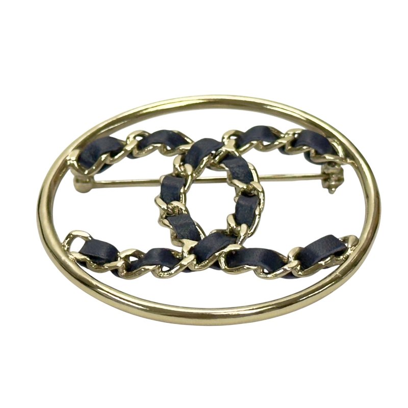 CHANEL CC 皮穿鏈 胸針-3
