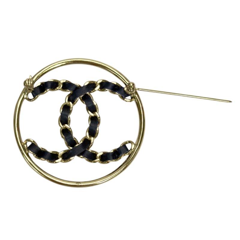 CHANEL CC 皮穿鏈 胸針-5