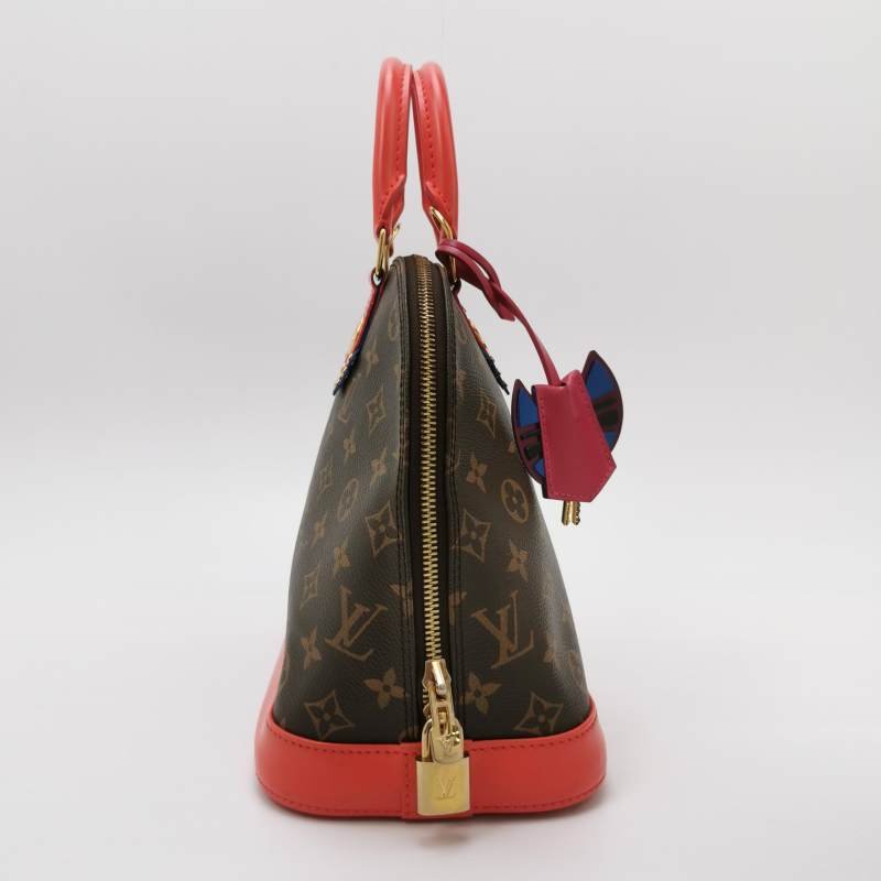 Louis Vuitton(LV)Alma小號牛皮拼色Monogram印花拉鏈手提包-3