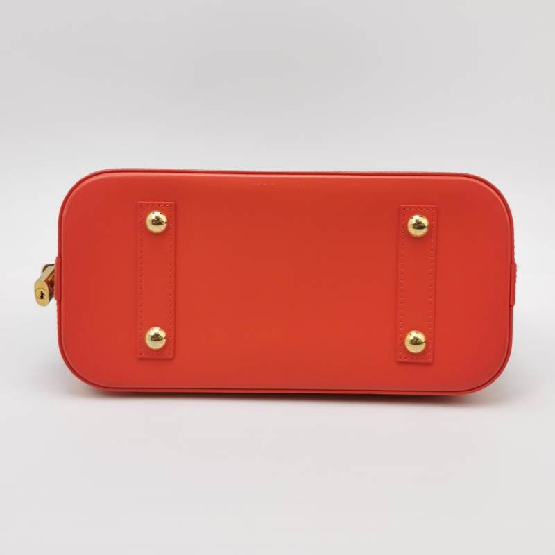 Louis Vuitton(LV)Alma小號牛皮拼色Monogram印花拉鏈手提包-5