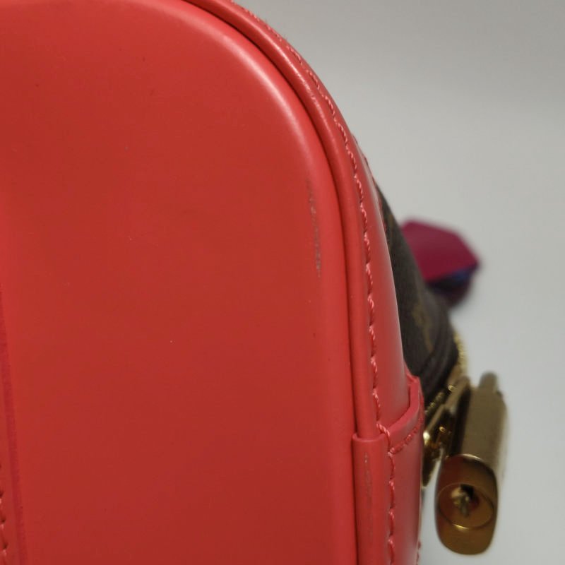 Louis Vuitton(LV)Alma小號牛皮拼色Monogram印花拉鏈手提包-12