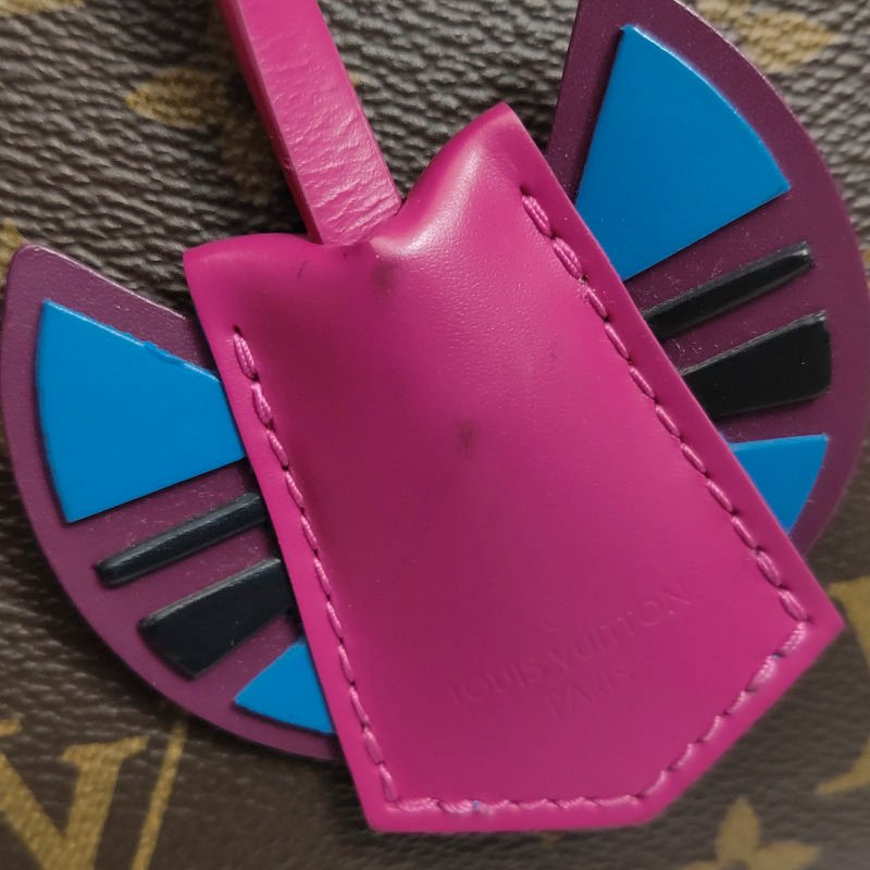 Louis Vuitton(LV)Alma小號牛皮拼色Monogram印花拉鏈手提包-22