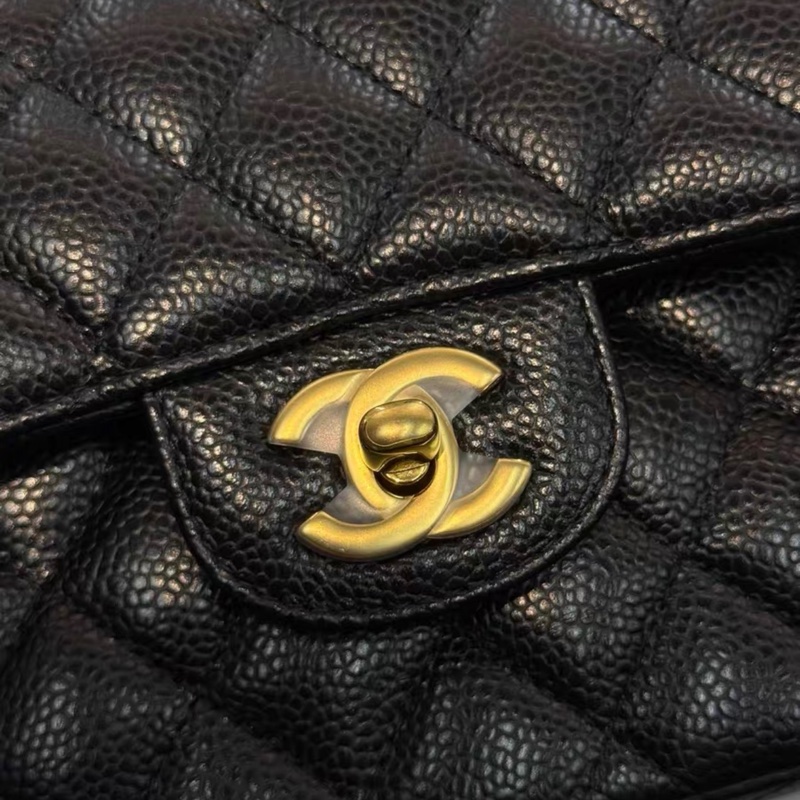 全新晶片款 chanel classic flap 23 Cf23 black gold 黑金-1