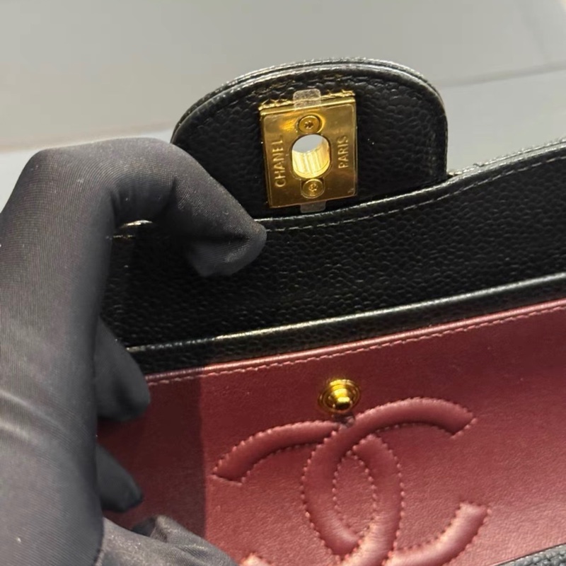 全新晶片款 chanel classic flap 23 Cf23 black gold 黑金-6
