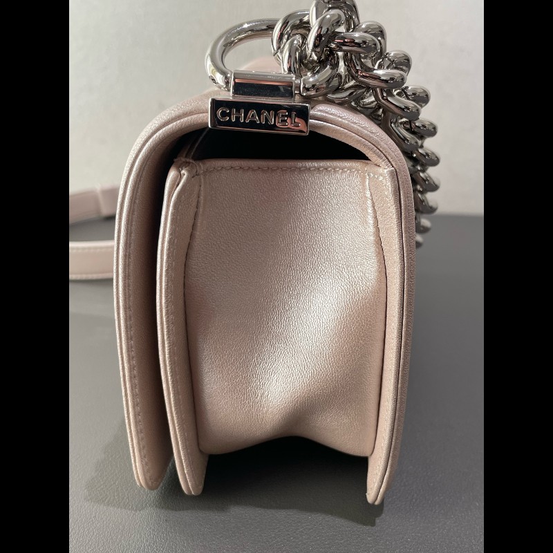 Chanel  Leboy 20cm 小號 珠光色粉 銀扣-7