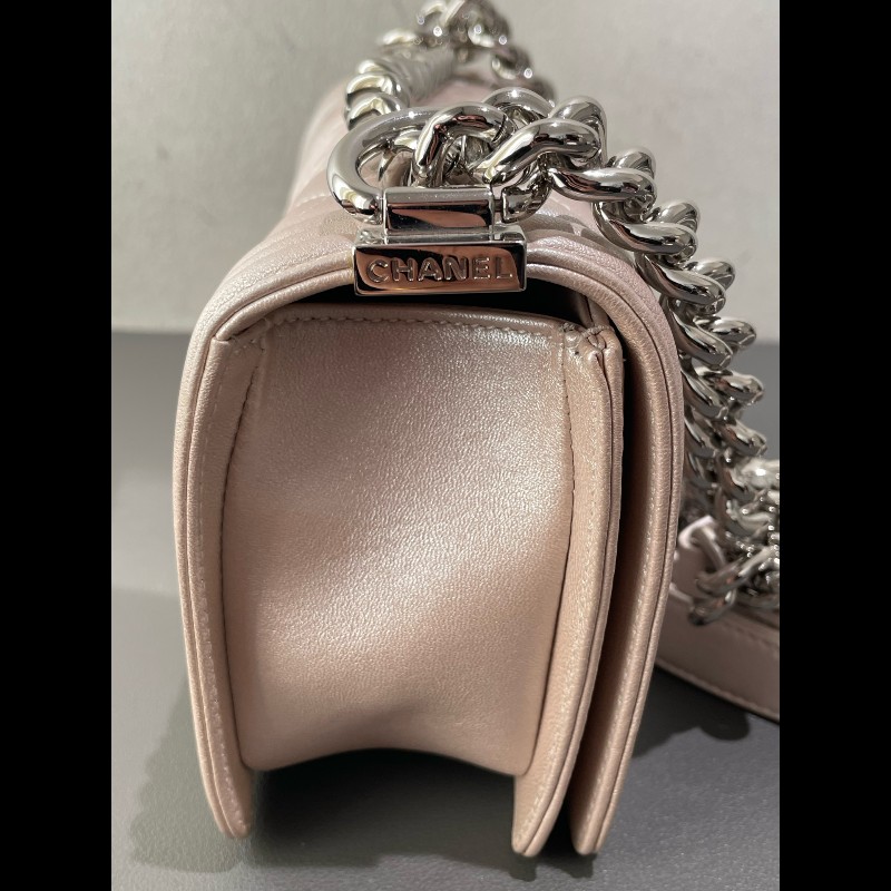 Chanel  Leboy 20cm 小號 珠光色粉 銀扣-9