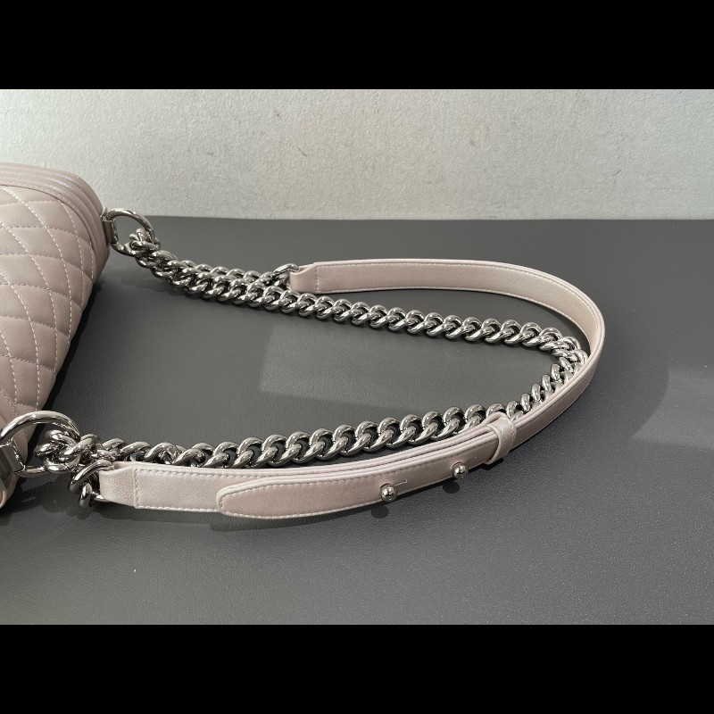 Chanel  Leboy 20cm 小號 珠光色粉 銀扣-26