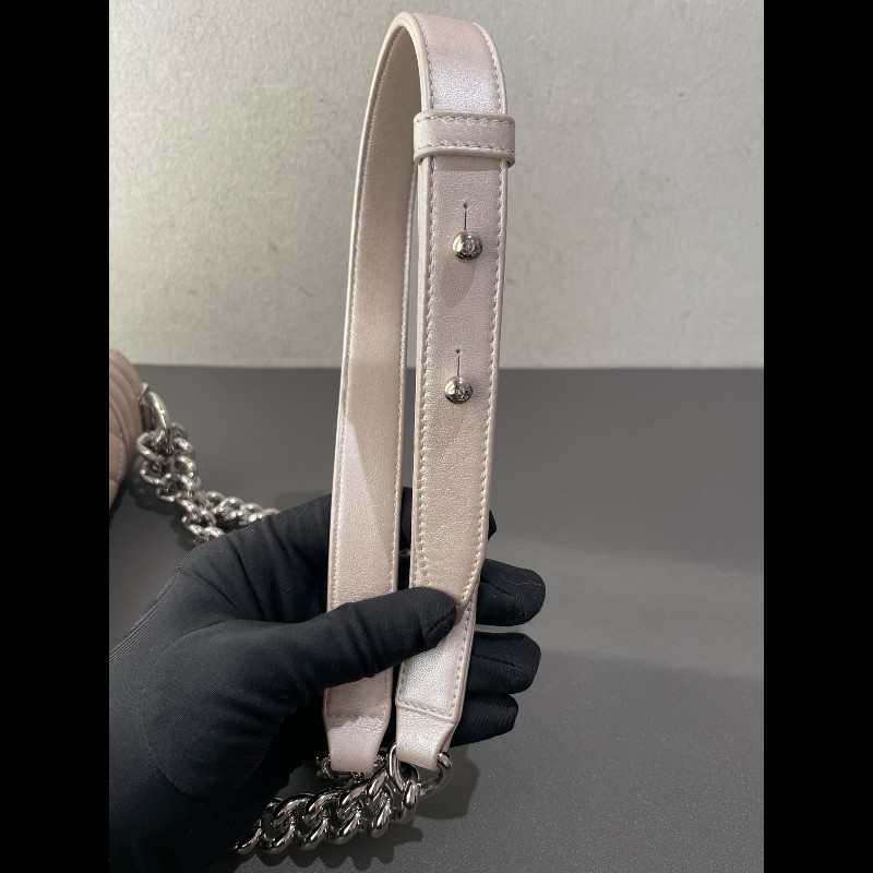 Chanel  Leboy 20cm 小號 珠光色粉 銀扣-27