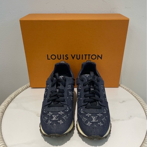 LV/路易威登 牛仔丹寧Runaway運動鞋 98新經典老花藍色 無附件 尺碼：37.5