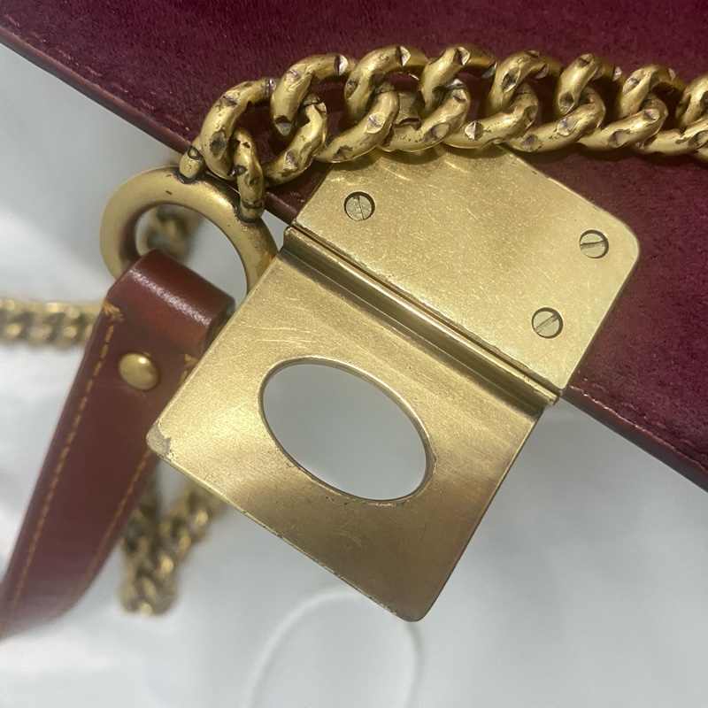 COACH 塗層帆布Chain Shoulder金 扣肩背袋-15