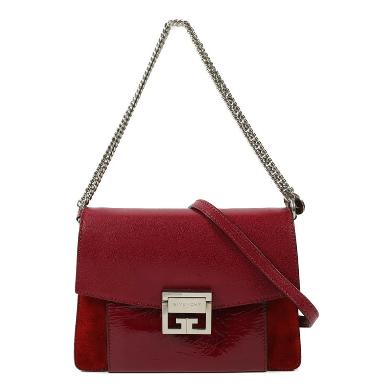 GIVENCHY 牛皮皮革Chain Shoulder銀扣鏈帶肩背袋-0