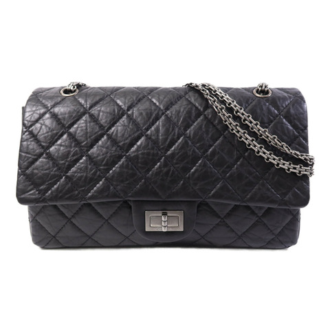 CHANEL 牛皮皮革2.55 Maxi銀扣鏈帶肩背袋